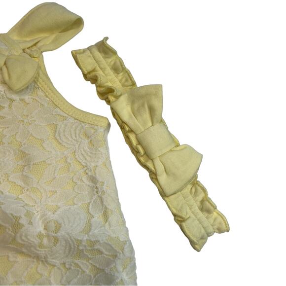 Starting Out Yellow Lace 3PC Set, Shirt, Bloomers, & Headband, Size 6MO, NWOT - Picture 3 of 5
